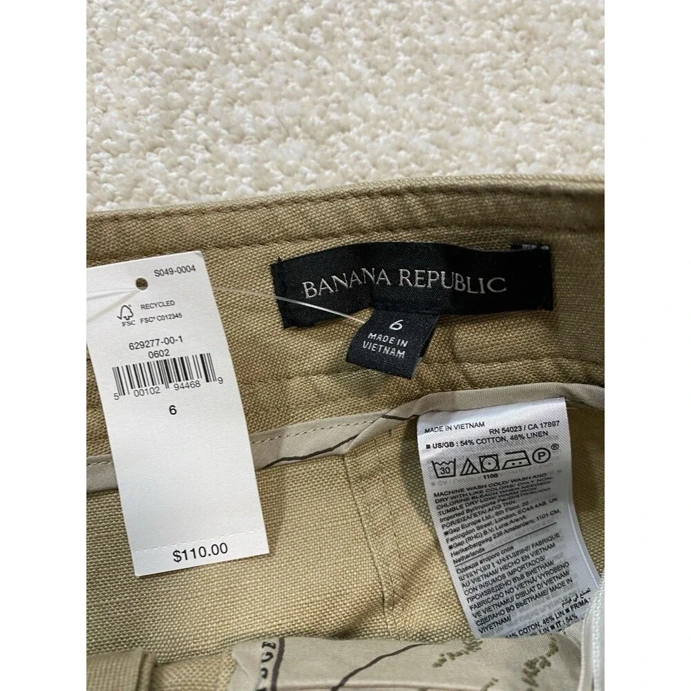 Banana Republic Explorer Culottes Pant Womens 6 Long Cargo Wide Leg Cotton Linen